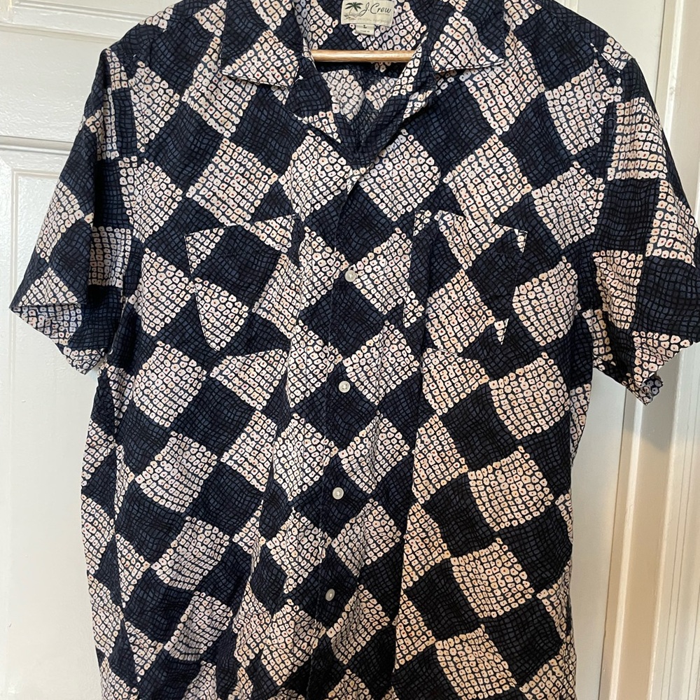 J. Crew Black and White Casual Button Down Shirt